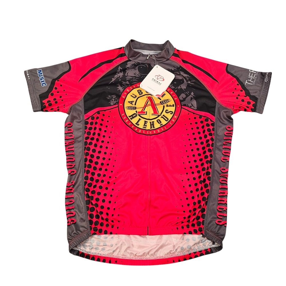 Primal Wear Auburn Alehouse Suicide Squirrels Cycling Jersey Mens Large NWT Red